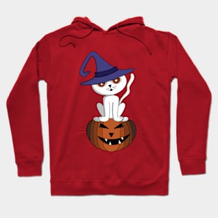 Charming kitten over a halloween pumpkin Hoodie